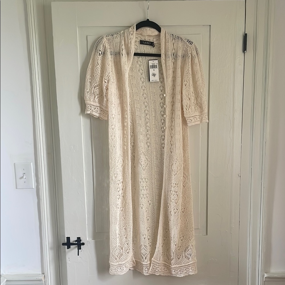 Ralph Lauren Cream Knit Midi Cardigan